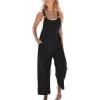 CUPSHE Women’s Casual Loose Overalls Jumpsuits Sleeveless Overall Scoop Neck Button Front Outfit Casual Beach Green(Black)