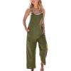 CUPSHE Women’s Casual Loose Overalls Jumpsuits Sleeveless Overall Scoop Neck Button Front Outfit Casual Beach Green(Green)