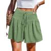 CUPSHE Women’s Casual Shorts Smocked High Rise Bathing Suit Cover Up Wide Leg Beach Summer Shorts(Green)