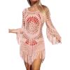 CUPSHE Women‘s Cover Up Crochet Poncho Swimsuit Tassel Dresses Hollow Out S-XXL 2025(Pink)