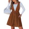 CUPSHE Women’s Deep V Neck Fall Mini Dress A Line Sleeveless Overall Dress Elastic Waist Side Pockets Casual Jumper(Burnt Orange)
