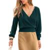 CUPSHE Women’s Fall Knit Sweater 2025 Long Sleeves Round Neck Open Back Lightweight Pullover Reversible Casual Sweater Top(Green)