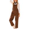 CUPSHE Womens Fall Winter Loose Fit Wide Leg Overalls Jumpsuit Romper Casual Baggy Pants Pockets Trendy Outfit(Brown)