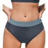 CUPSHE Womens High Waisted Bikini Bottom Color Block Bathing Suit(Dark Teal/Dark Grey)