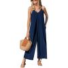 CUPSHE Women’s Jumpsuit Spaghetti Strap V Neck Loose Wide Leg Pants High Waist Casual Summer Sleeveless Romper(Navy)