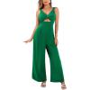 CUPSHE Women’s Jumpsuit V Neck Solid Wide Leg Pants Cutout Sleeveless High Waist Casual Summer Outfits Romper 2025(Green)
