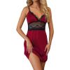 CUPSHE Womens Lingerie V Neck Sexy Nightgown Floral Lace Trim Night Dresses S-XXL(A-wine Red)