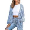CUPSHE Women’s Oversized Cardigan Sweater Open Front 2025 Fall Long Sleeve Chunky Knit Button Loose Outwear with Pockets(Blue)