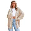 CUPSHE Women’s Oversized Cardigan Sweater Open Front 2025 Fall Long Sleeve Chunky Knit Button Loose Outwear with Pockets(Yellow)