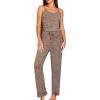 CUPSHE Women’s Pajamas Set V Neck Sleeveless Cami Top with Pants PJ Set Sleepwear S-XL(Coffee)