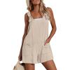 CUPSHE Women’s Pinafore Romper Scoop Neck Sleeveless Overall Straight Leg Outfit with Front Patch Pockets Casual Yellow,M