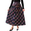 CUPSHE Women’s Plaid Maxi Skirts Dressy A Line Tie Waist Long Skirt Casual Vintage Office with Pockets(Blue)