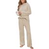 CUPSHE Womens Ribbed Knit Pajama Sets Long Sleeve Loungewear 2 Piece Soft and Comfy Lounge PJs Sets(Light Yellow)