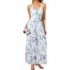 CUPSHE Women’s Romper Floral Print Spaghetti Strap V Neck Sleeveless Jumpsuit Casual Vacation(Blue)