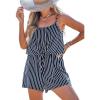 CUPSHE Women’s Romper Round Neck Sleeveless Stripe High Waist Wide Leg Pants One Piece Casual Summer Outfits Jumpsuit(Black)