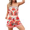 CUPSHE Women’s Romper Sleeveless Floral Tropical Wide Leg Waist Jumpsuit Casual Outfit Beach Vacation(Pink)