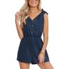 CUPSHE Women’s Romper V Neck Sleeveless Tied Wide Jumpsuit leg Mini Outfit Casual Dressy(Navy)