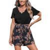 CUPSHE Women’s Romper V Neck Waist Belt Straight Leg Scalloped Hem Short Sleeve Outfit Casual Dressy(Orange)