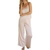 CUPSHE Womens Satin Pajamas Set Silk Sleeveless Pjs Sets Lace Camisole Top and Pants(Champagne)