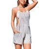 CUPSHE Women’s Shorts Sleeveless Striped Square Neck Straight Leg Shortalls With Pockets Overall(Blue)