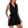 CUPSHE Women’s Sleeveless Plunging Keyhole Wide Leg Jumpsuit Eyelet Summer Beach Vacation Cover Up Romper(Black)
