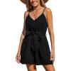 CUPSHE Women’s Sleeveless Spaghetti Strap Summer Romper Tie Front Cute Wide Leg Beach Vacation Loose Jumpsuit(Black)