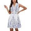 CUPSHE Womens Sleeveless V-Neck Floral Print Standing Collar Casual Mini Dress(Blue Floral)