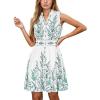 CUPSHE Womens Sleeveless V-Neck Floral Print Standing Collar Casual Mini Dress(Green Floral)