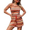 CUPSHE Women’s Striped Romper Summer Sleeveless Waist Tie Scoop Neck Knit Jumpsuits Wide Leg Hobo Overalls Vacation Outfits(Orange)