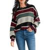 CUPSHE Womens Striped Sweaters Crewneck Long Sleeve Colorblock Casual Pullover Sweater Tops(Black)