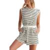 CUPSHE Women’s Stripes Romper Cap Sleeve Wide Leg Jumpsuit Casual Overall Outfit(White)