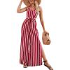 CUPSHE Women’s Stripes Sleeveless Wide Leg Jumpsuit Tie Front Long Pants Rompers Overall Outfit(Red)