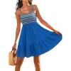 CUPSHE Womens Summer Dresses Sleeveless Paisley Beach Ruffled Spaghetti Straps Casual Vacation Mini Cover Up Dress(Blue)