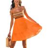 CUPSHE Womens Summer Dresses Sleeveless Paisley Beach Ruffled Spaghetti Straps Casual Vacation Mini Cover Up Dress(Burnt Orange)
