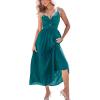 CUPSHE Womens Summer Dresses Spaghetti Straps Sleeveless Pleated Cutout Casual Sundress Vacation Outfit Flowy Maxi Dress(Teal)