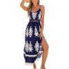CUPSHE Women’s Summer Maxi Dress V Neck Paisley Slit Cami Long Dress Beach Sundress(Navy Blue)