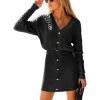 CUPSHE Women’s Sweater Dress Long Sleeve V Neck Knit Mini Dress Elegant Slim Fit Casual Fall Dress(Black)