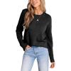 CUPSHE Womens Sweaters Casual Long Sleeve Pullover Sweaters Crewneck Soft Knit Jumper Top(Black)