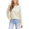 CUPSHE Womens Sweaters Casual Long Sleeve Pullover Sweaters Crewneck Soft Knit Jumper Top(White)