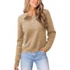 CUPSHE Womens Sweaters Long Sleeve Crew Neck Trendy Sweater Tops for Fall(Brown)