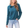 CUPSHE Womens Sweaters Long Sleeve Crew Neck Trendy Sweater Tops for Fall(Navy)