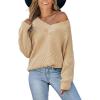 CUPSHE Womens Sweaters Oversized Sweater Loose Fit Long Sleeve Sweater V Neck Striped Pullover Sweater Tops(Yellow & White Stripe)
