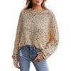 CUPSHE Womens Sweaters Rainbow Pom Casual Long Sleeve Ribbed Knit Pullover Sweater Tops(Teddy)