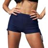 CUPSHE Womens Swimsuit High Waisted Bikini Bottom Sporty Boyshorts Quick Dry Drawstring(Navy Blue)