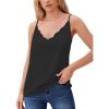 CUPSHE Womens Tank Tops V Neck Button Down Casual Cami Blouses Summer Sleeveless Basic Tank Shirt(A-black)