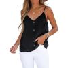 CUPSHE Womens Tank Tops V Neck Button Down Casual Cami Blouses Summer Sleeveless Basic Tank Shirt(Black)