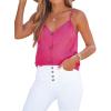 CUPSHE Womens Tank Tops V Neck Button Down Casual Cami Blouses Summer Sleeveless Basic Tank Shirt(Rose Pink)