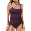 CUPSHE Women’s Tankini Sets Two Piece Swimsuit Scoop Neck Ruched Adjustable Straps Drawstring Mid Rise(Deep Purple)