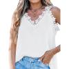 CUPSHE Womens Top Floral V Neck Sleeveless Lace Trim Blouse Casual Loose(White)