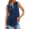 CUPSHE Womens Top Lace Split Neck Sleeveless Shirts Dressy Tank Coverup 2025 Fashion Blouse Summer Casual(Navy)